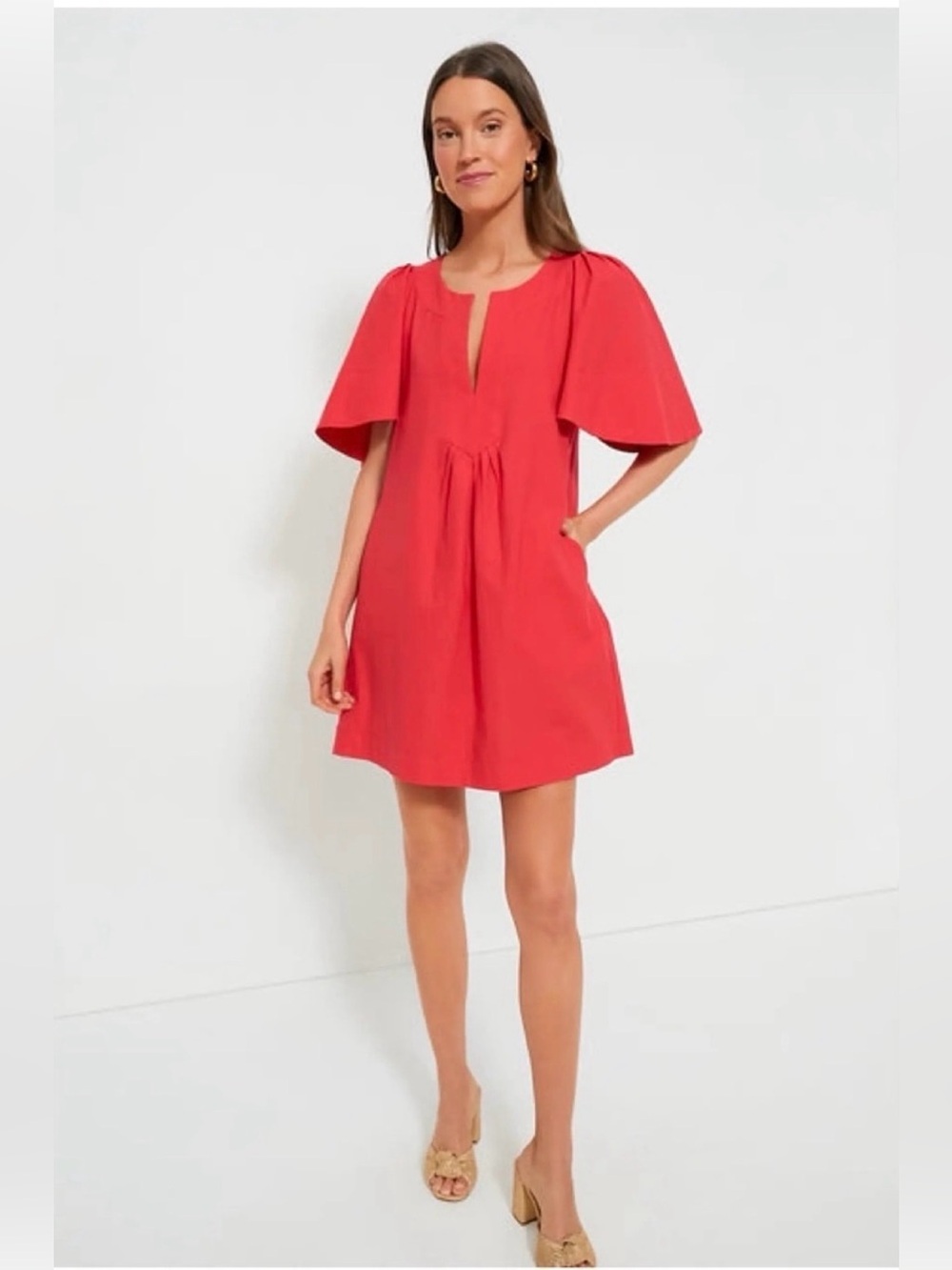 Tuckernuck Pomander Place Red Finley Flutter Sleeve Dress